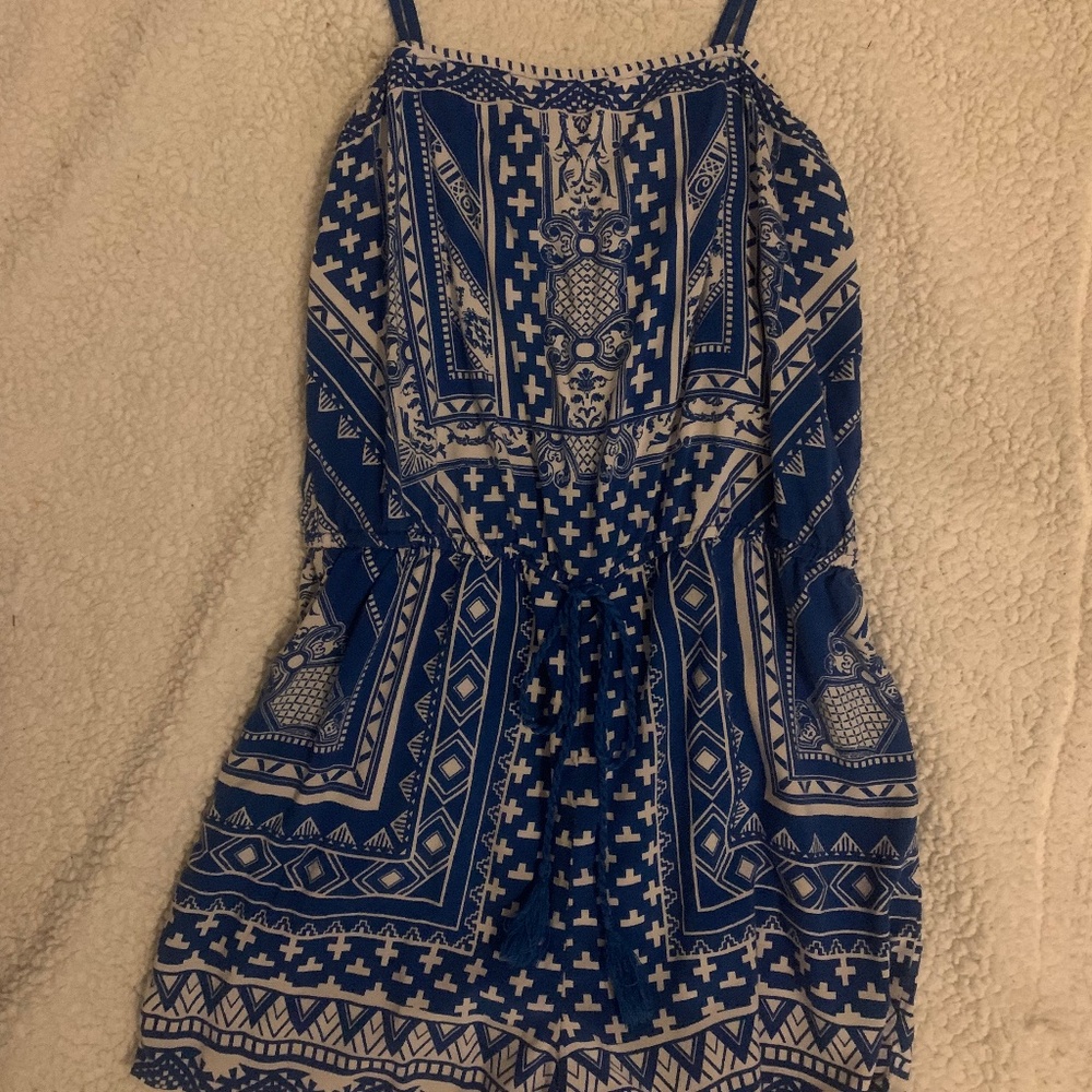 Flying tomato blue western romper